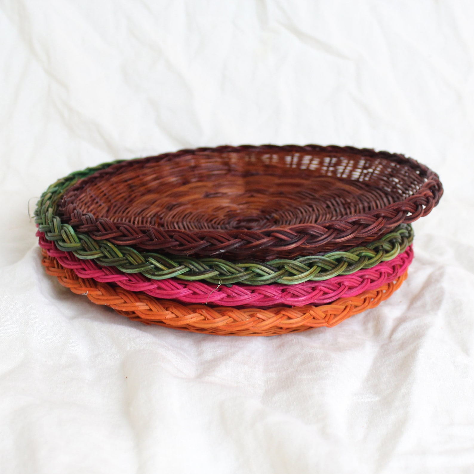 Vintage Woven Wicker Rattan Serving Paper Plate Holder Set Etsy