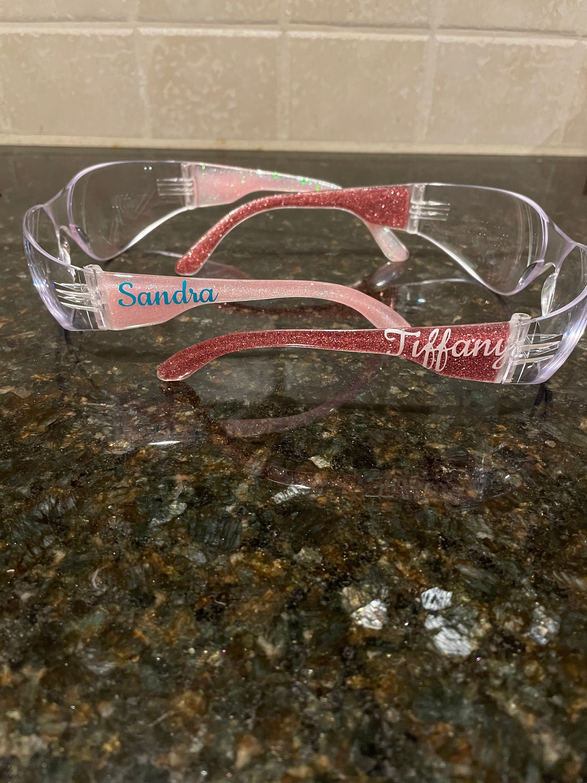 Personalized glitter safety glasses Etsy