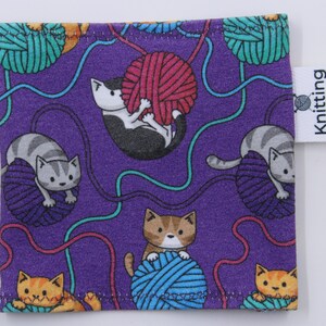 Purple Cats Playing with Yarn Yarn Cozy/Hugger/Huggie/Sleeve/Sock/Keeper/Condom, great gift for knitters, Christmas, Birthday, Anniversary