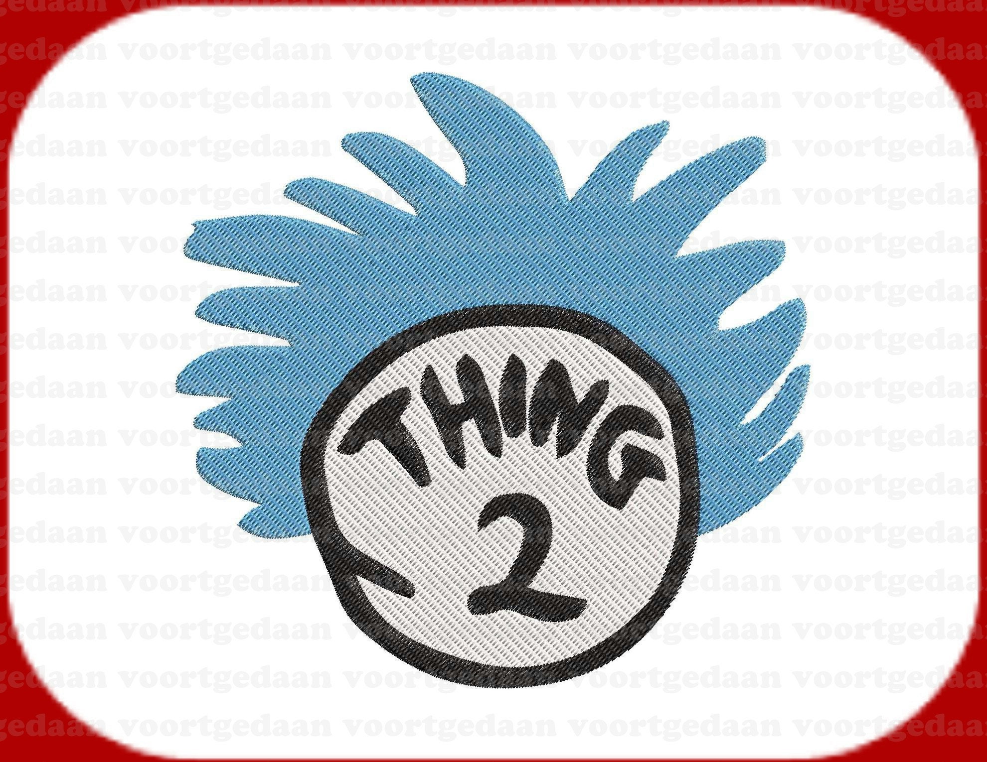 Thing 2 Dr Seuss Filled Embroidery Design Instant Download - Etsy