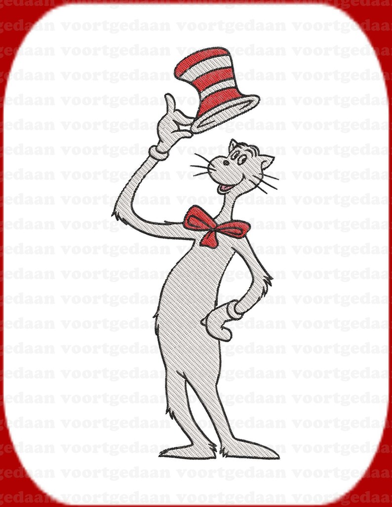 Many Formats and Sizes Instant Download Filled 07 Embroidery Design Embroidery Dr Seuss The Cat In The Hat
