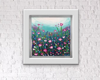 Acrylic painting Abstract Flower Field impasto