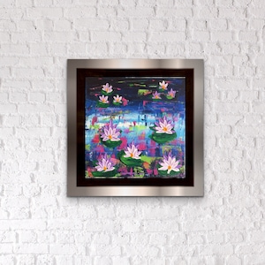 Peinture acrylique Nymphéas empâtement
