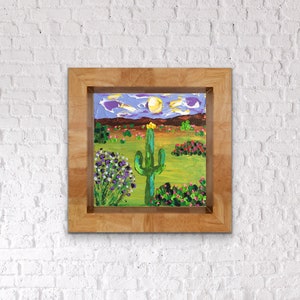 Impasto palette knife acrylic painting cactus succulent landscape