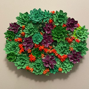 3D textured acrylic impasto painting Succulents Series