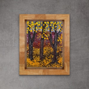 Autumn forest impasto palette knife acrylic painting