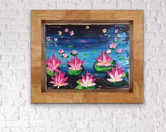 Acrylic Painting Water Lilies Impasto