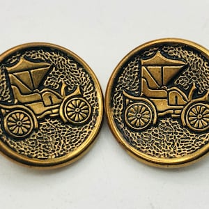ヴィンテージ 1930 カフスボタン、馬車 - 古いカフスボタン、真鍮、紳士用品 - 衣類、ジュエリー、スーツアクセサリー