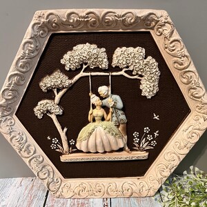 Vintage Chalkware, Courting Couple, 3D Wall Art, Depose, Gallery Wall Art, Girotti Sculpture Art, Hollywood Regency Rococo, Wall Hanging
