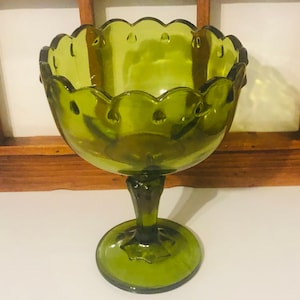 Vintage Green Footed Glass Planter, Succulent Planter, Home Deor, Outdoor Decor, Footed Bowl, Ribbed Glass Art