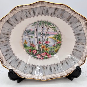 Royal Albert Silver Birch Oval Soap Dish, Fluted Edge Round Bowl, Made in England, Pickle Dish, Trinket Dish, Small Serving Bowl