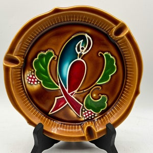 Rare Bird Ashtray, Ceramic Japan Pottery, Tobacciana, Colourful Ashtray, Cigarette Holder, Home Decor, Collectible Ashtray