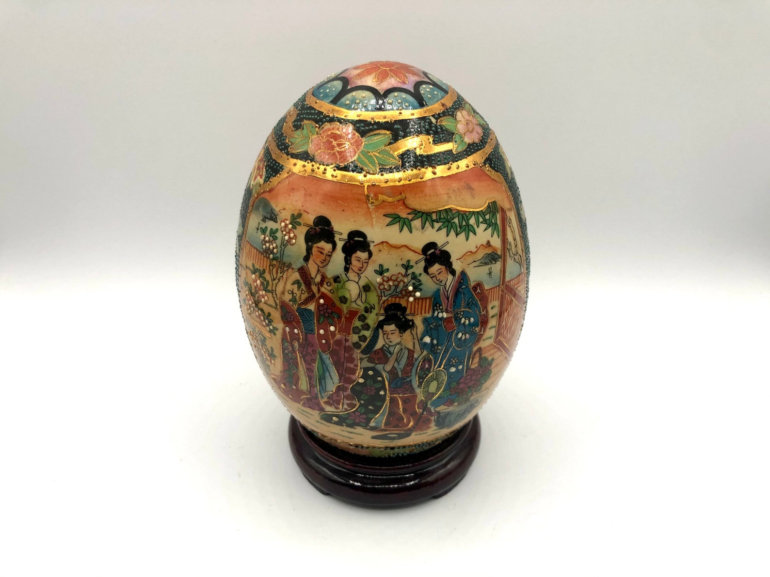 Vintage Royal Satsuma Ceramic Egg 7 Eggs Hand Painted Etsy