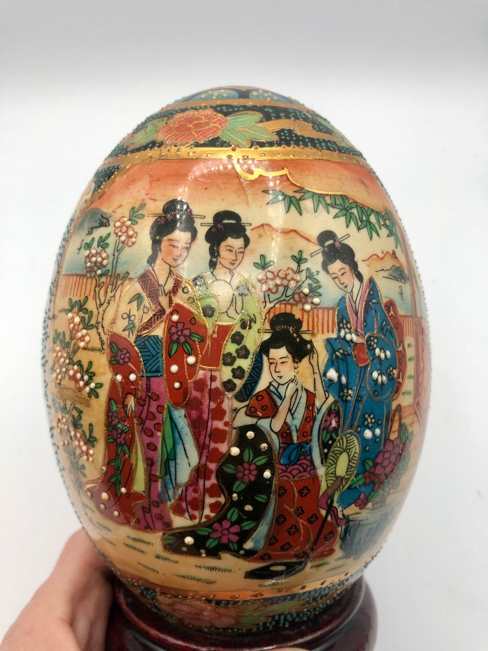 Vintage Royal Satsuma Ceramic Egg 7 Eggs Hand Painted Etsy