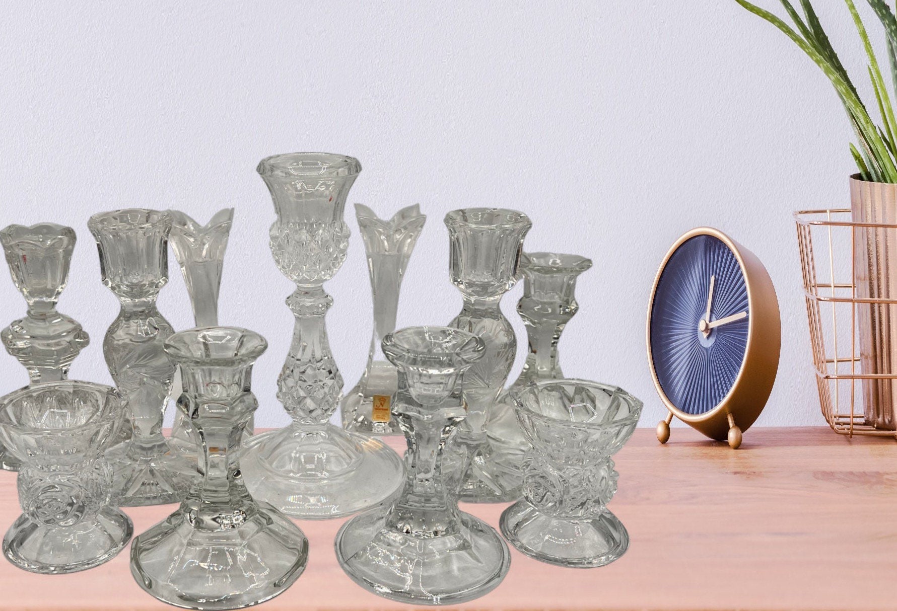 Vintage Glass Candle Set