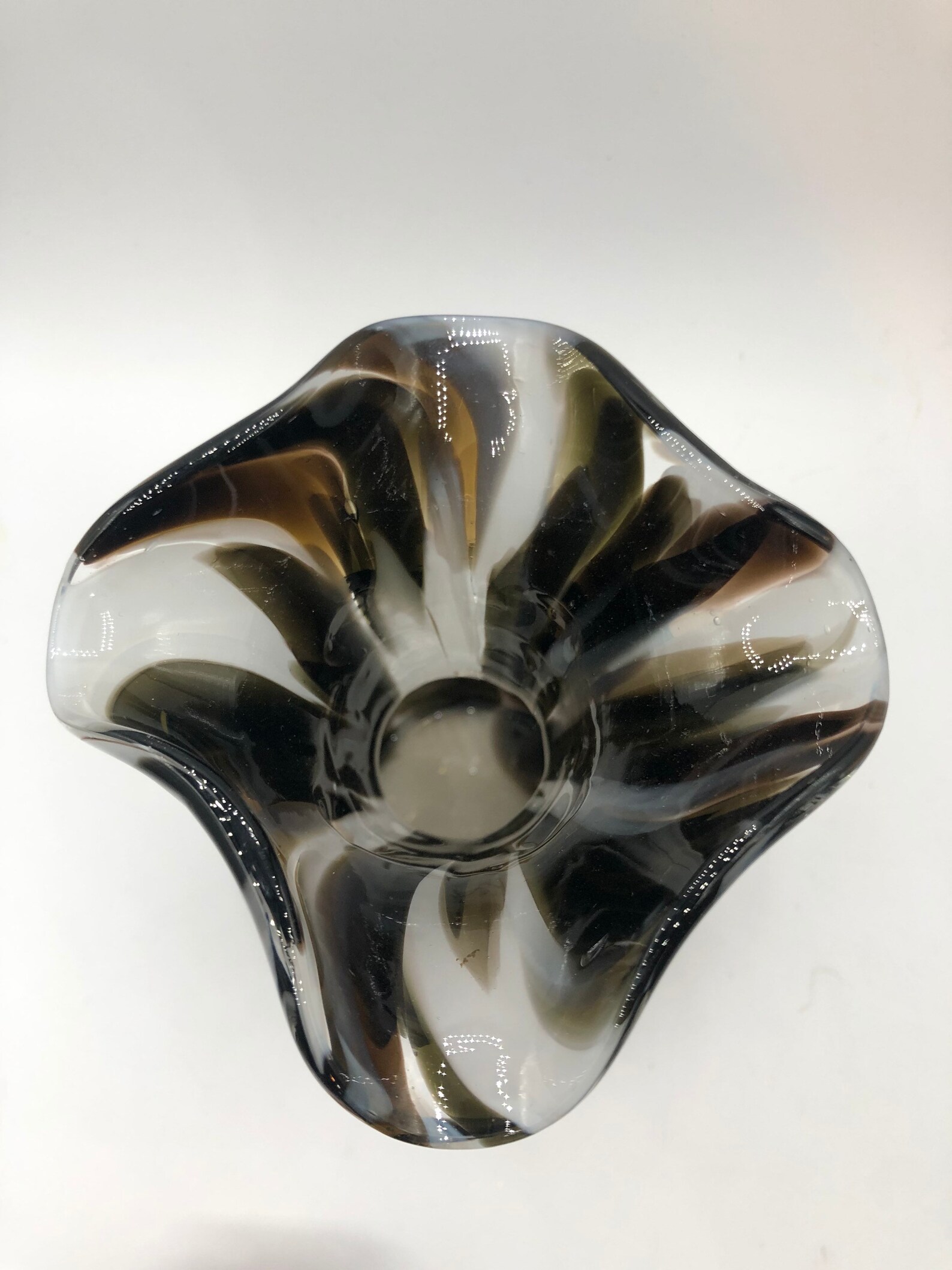 Vintage Glass Vase Italian Murano Style Black & White Hand Etsy