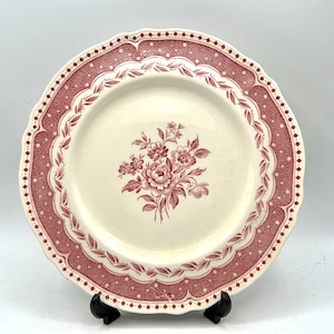 Vintage Avon Pink Plate by Grindley, Pink Band with Laurel & Floral Center, Vintage Earthenware, Repalcement Plate, 9” Dinnerware Plate