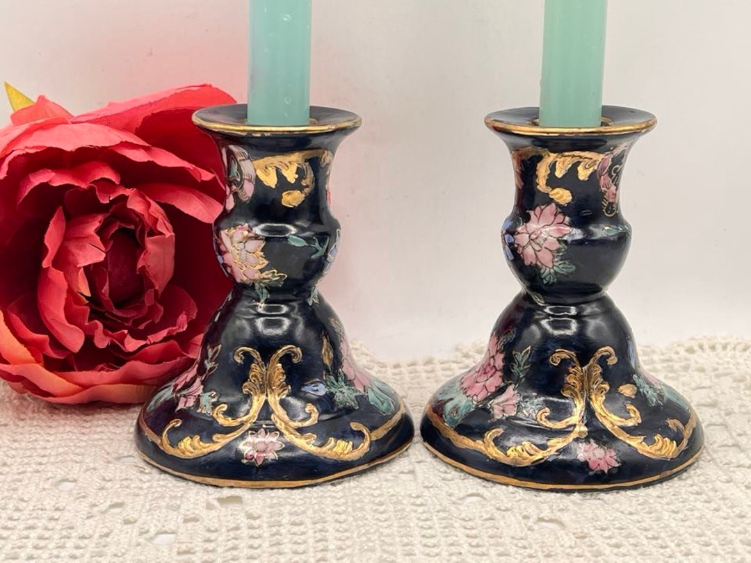 Vintage Ceramic Candle Holders TOYO Japan Porcelain Etsy