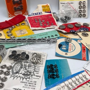 Vintage Seamstress Lot, Mary Maxin Ruler, Snap Fastener, Measuring tape, Silk Cover Hook, Take All, Sewing Accessories, Sewing Bundle