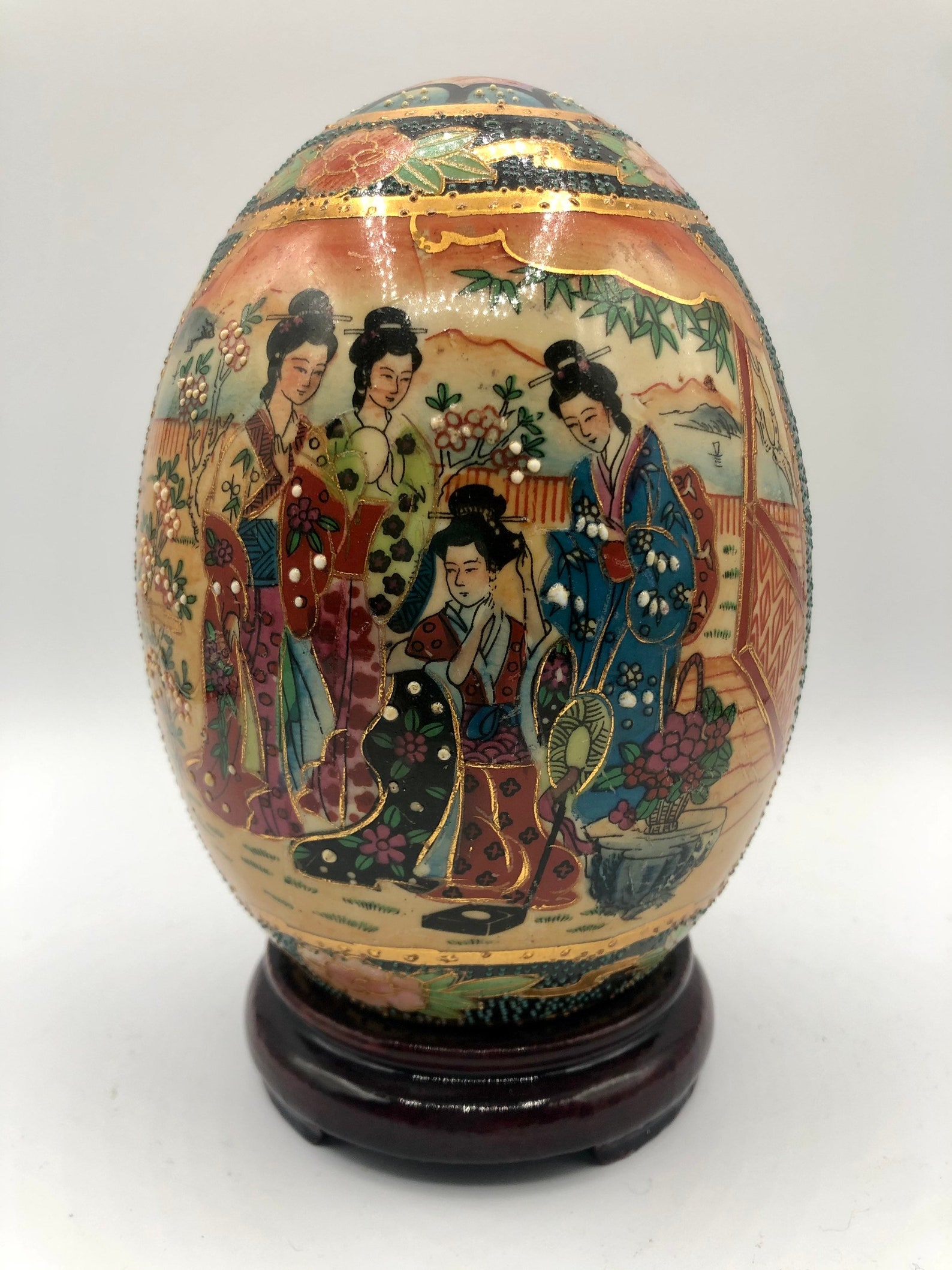 Vintage Royal Satsuma Ceramic Egg 7 Eggs Hand Painted Etsy