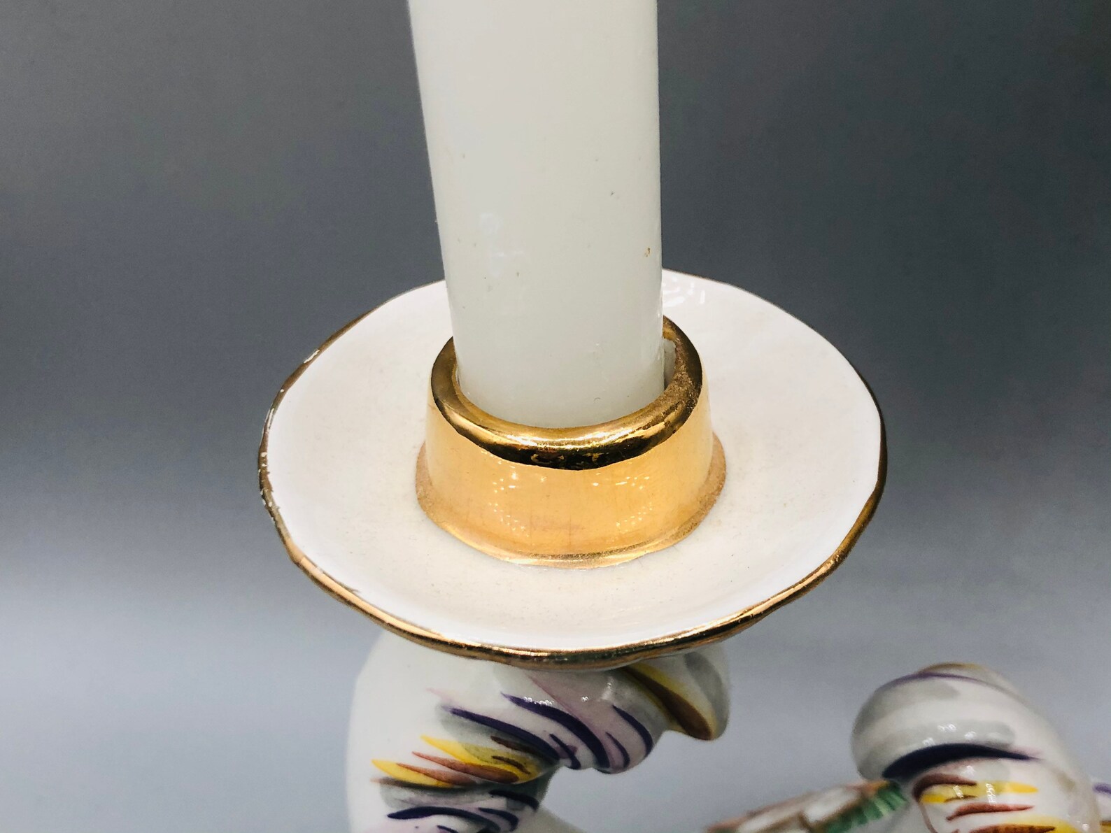 Vintage Ceramic Double Candle Holder Hand Painted CAPODIMONTE Etsy