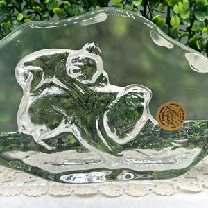 Vintage Glass Paperweight, Cristal D'Arques, Koala Bear Cut Glass, Glass Art,  J.G. Durand & Cie # 62510  Koala Bear Sculpture, Lead Crystal