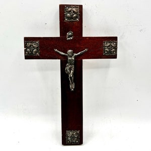 Vintage Wooden & Metal Cross, Wood Cross, Crucifix, Wall Art, Religious Spiritual Decor, Religious Gift, Wall Hanging, Housewarming Gift