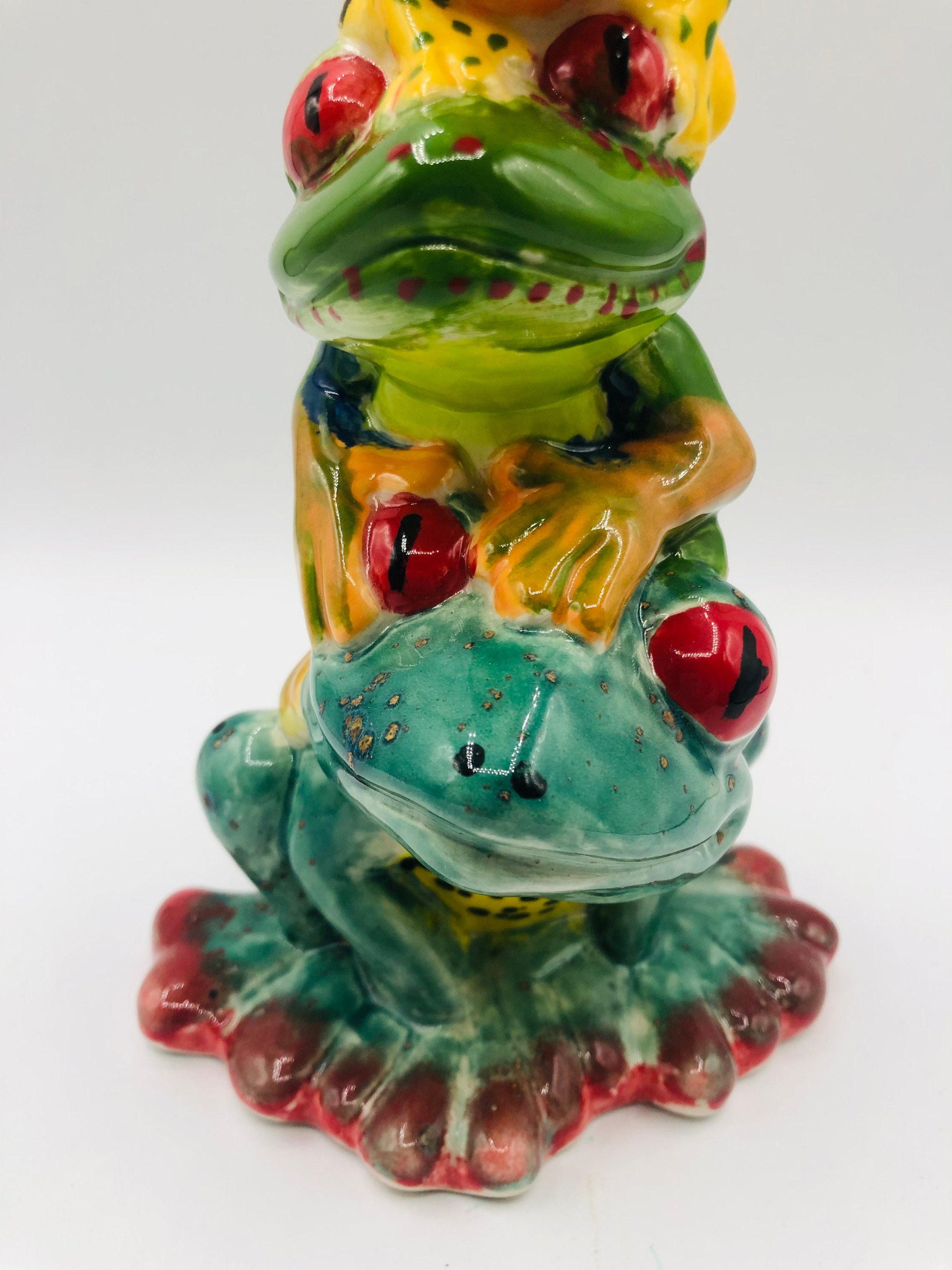 Vintage Ceramic 4 Climbing Frogs Hand Painted Amphibians Etsy