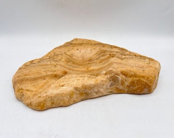 Vintage Hand Carved Alabaster Ashtray - Mid Century Tobacciana Decor