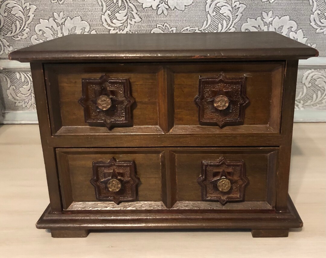 Vintage Toyo Japan Jewelry Box Wood With Red Velvet Musical Etsy