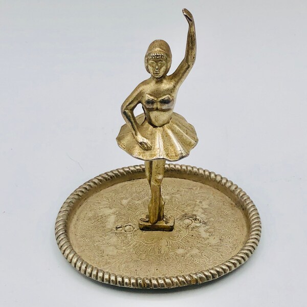 figurine vintage argentée d’anneau de ballerine, support supérieur d’anneau de table, statue rétro de danseur de ballet, sculpture de ballerine, métal, collection