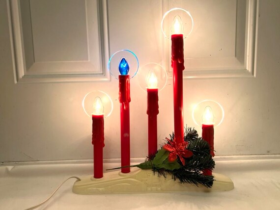 Vintage Christmas Halo Candelabra 5 Lights Danson Window Sill