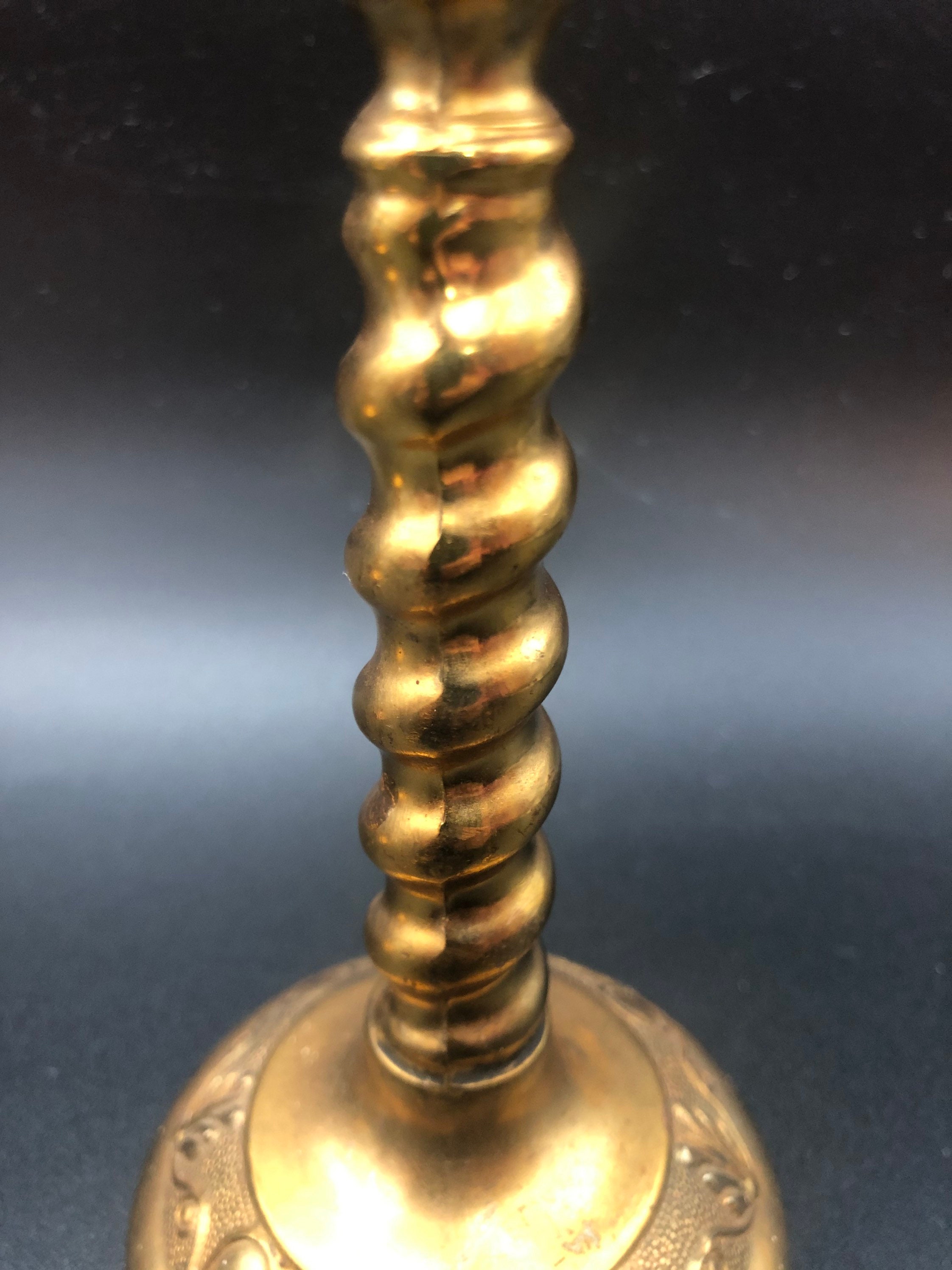 Vintage Pair Brass Barley Twist Seamed Candlesticks Spun Cast Etsy