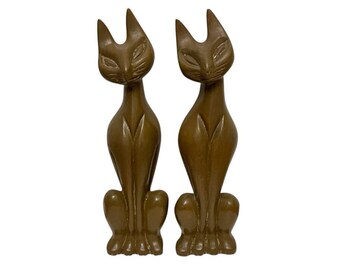 1960 年代のヴィンテージ手彫り木製シャム猫の子猫のペア - Etsy 日本