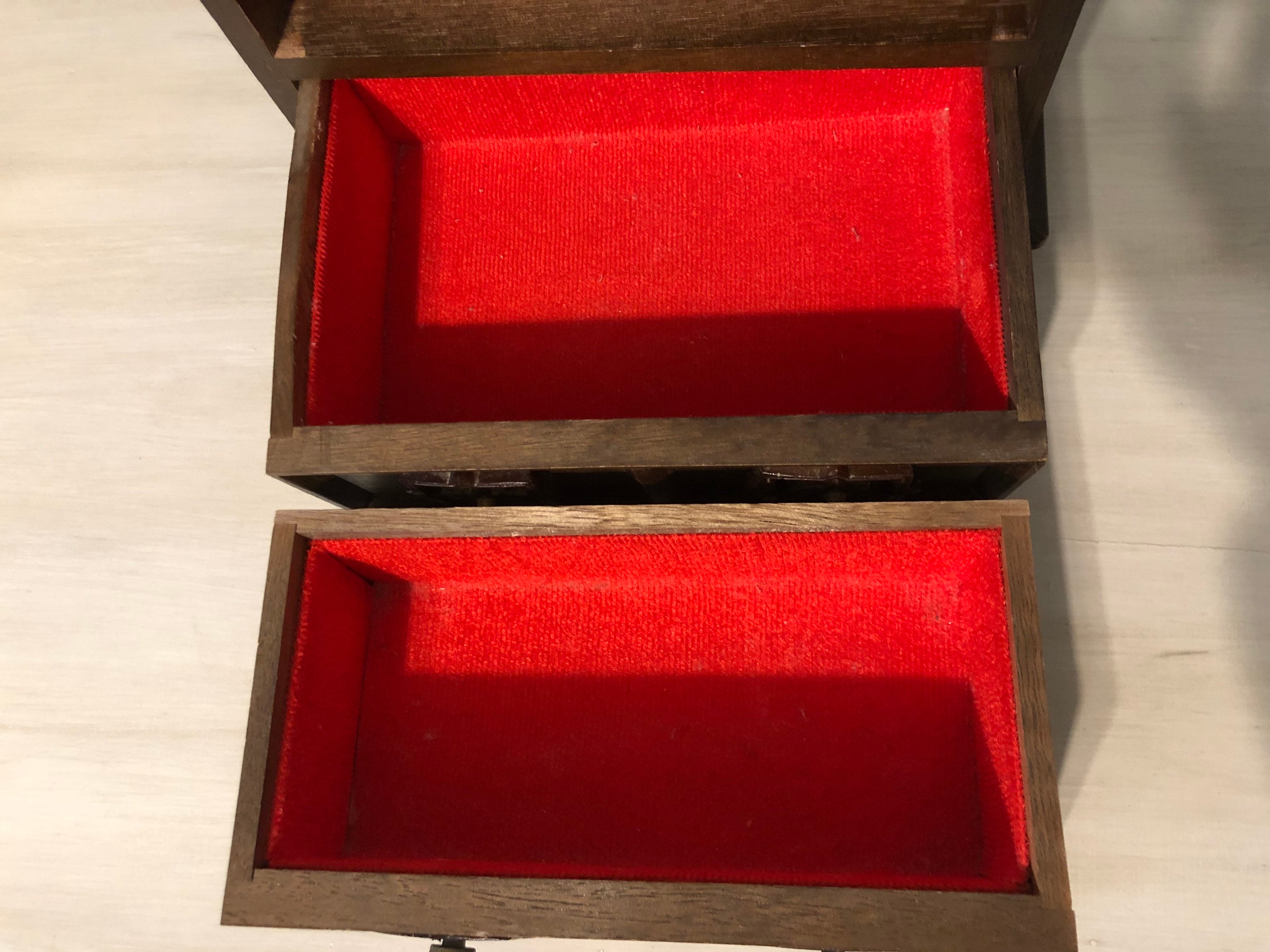 Vintage Toyo Japan Jewelry Box Wood with Red Velvet Musical Etsy