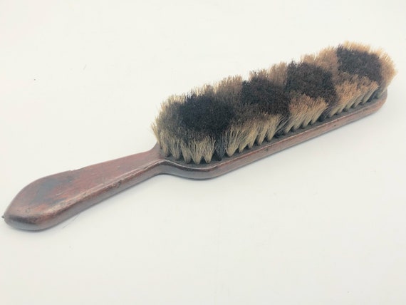 Vintage Horse Hair Bench Brush Leather Shoe Polisher 