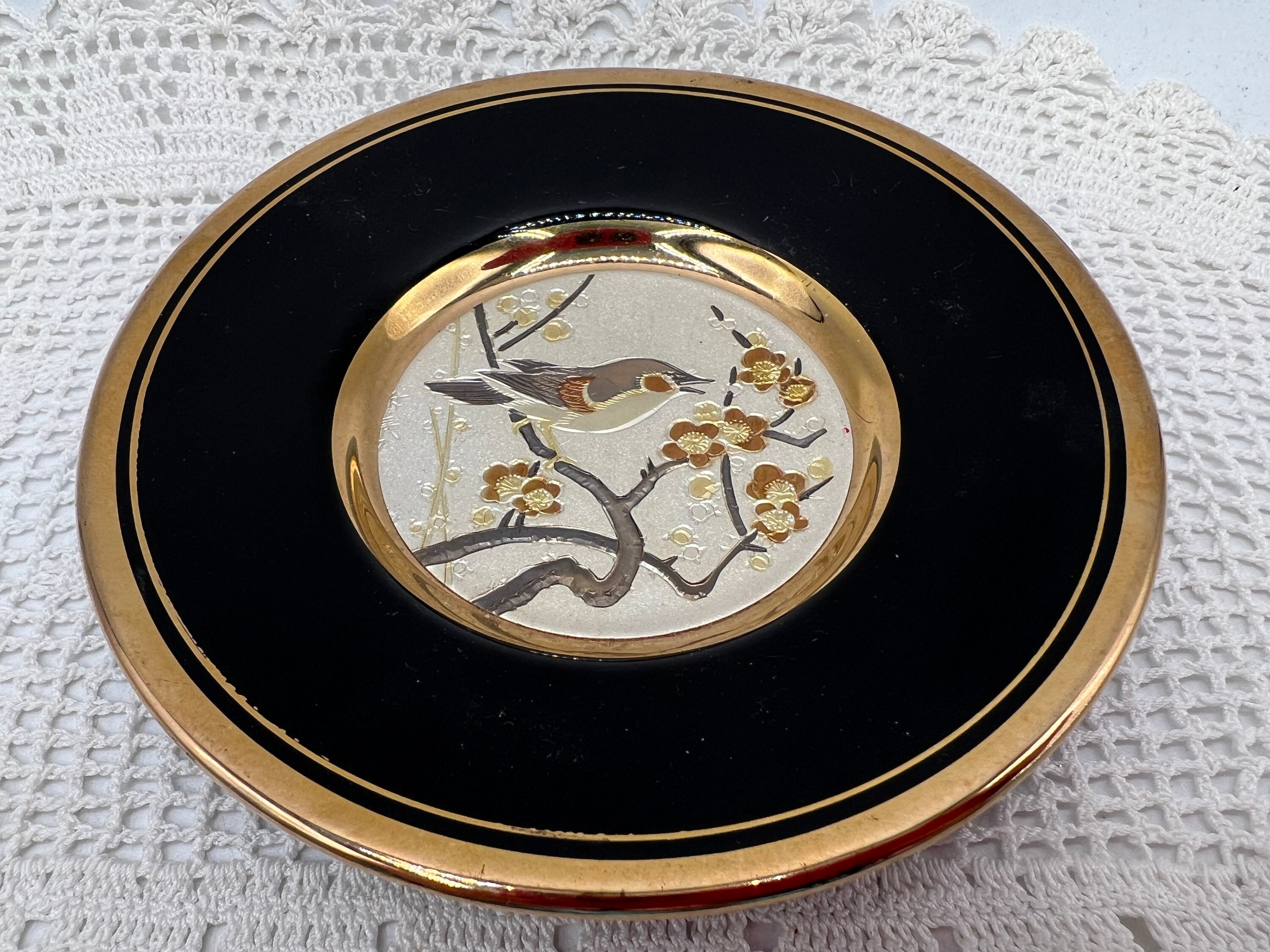 Vintage Chokin, Collection Plate, Black and Gold, 24K Gold Vintage Chokin, Collection Plate, Black and Gold, 24K Gold