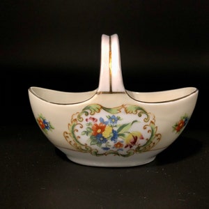 Cesta de porcelana Noritake vintage, estilo victoriano, floral con adornos dorados, Made in Japan Signed Noritake, Home Decor