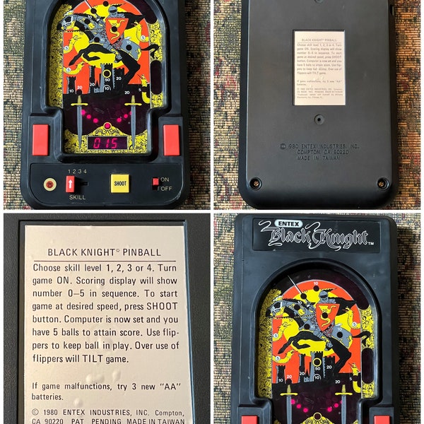 Super Rare, Entex BLACK KNIGHT PINBALL, Electronic Handheld Tabletop Video Game, The Holy Grail of Vintage Handheld Tabletop Games, Works!