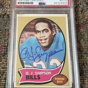 O. J. Simpson 1970 Topps Rookie Card PSA-gecertificeerde "authentieke" facturen, gesigneerd, automatisch ondertekend, had er nog 3, nog 1 te koop!