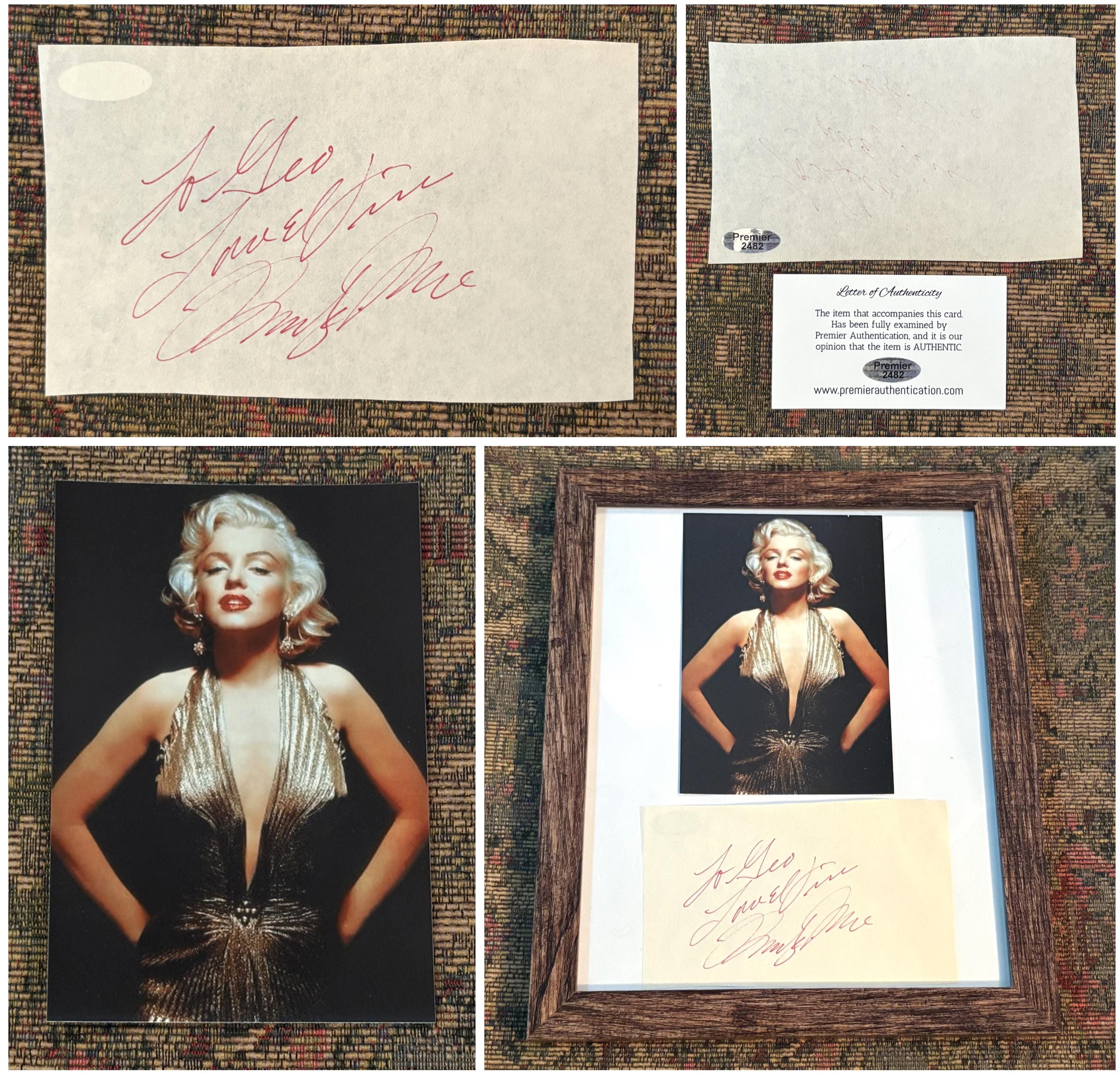 マリリン・モンロー直筆サイン入り2Lサイズ写真…Marilyn Monroe 希少なヴィンテージの額入りマリリン・モンロー直筆サイン入り。紙に