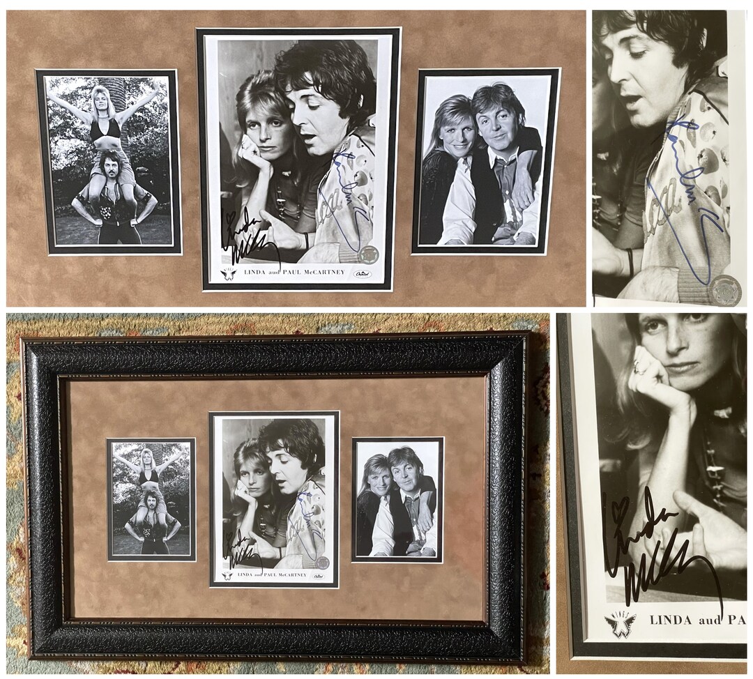 Linda Mccartney & Paul Mccartney of the Beatles, Boldly SIGNED