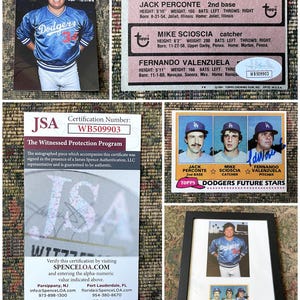 Seltene, Vintage, gerahmte Fernando Valenzuela 1981 Topps Dodgers Future Stars Trading Card # 302 SIGNIERT mit JSA COA Plus Farbfoto