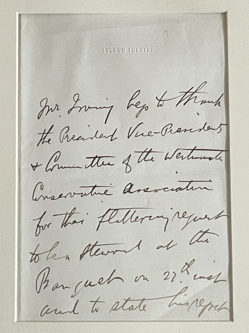 Rare, Vintage Bram Stoker (DRACULA) Hand Written Letter From 1883 ...