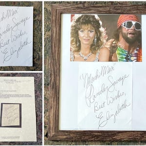 Handsomely Framed, &quot;Macho Man&quot; Randy Savage and Miss Elizabeth Wrestling Stars SIGNATURES AUTOGRAPHS on Paper with Color Photo with a COA