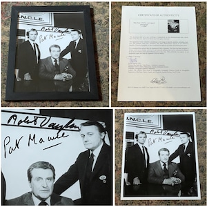 Man From Uncle, TV Series, Handsomely Framed, 8x10 Photo Photograph HAND SIGNED / Autographed by Robert Vaughn and Pat MacNee