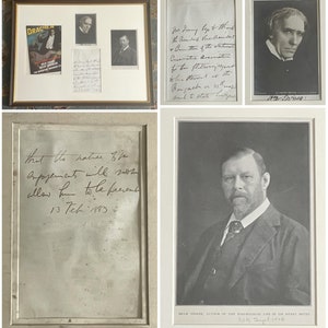 Seltener, Vintage Bram Stoker (DRACULA) handgeschriebener Brief von 1883, Henry Irving signierte Karte, Dracula Poster, Stoker Bild Hugo gerahmtes Display