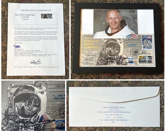 Rare Buzz Aldrin Astronaut Signed FDC (First Day Cover) 20th Anniversity Apollo XI Moon Landing 7/21/1989 with a Certificate of Authenticity