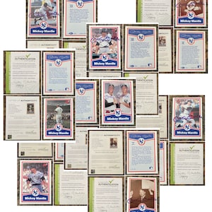 Estremamente raro, set di 8 figurine FIRMATE di Mickey Mantle NY Yankees 1991 Impel Baseball, quasi pari al nuovo, ciascuna con un certificato di autenticità!