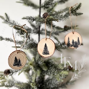 Pine Tree Trio Set | Rustic Ornaments | Wood Ornaments | Christmas Ornaments | Tree Ornaments |  Party Favors | Accent Ornaments |Black Pine